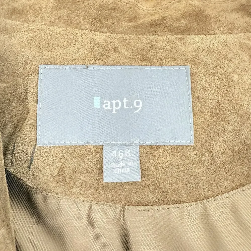 Apt.9 Suede Leather Sport‎ Coat Blazer Men Size 46 R Brown Western Pockets